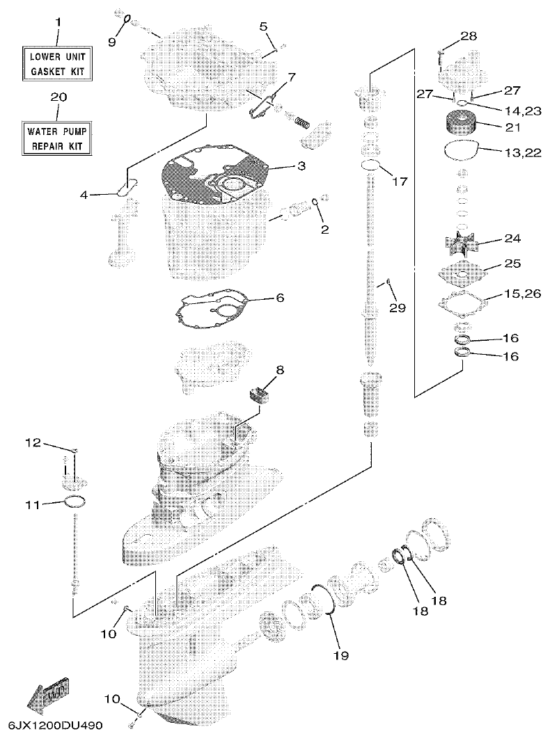 Yamaha F75F, F100G REPAIR KIT 2 parts diagram